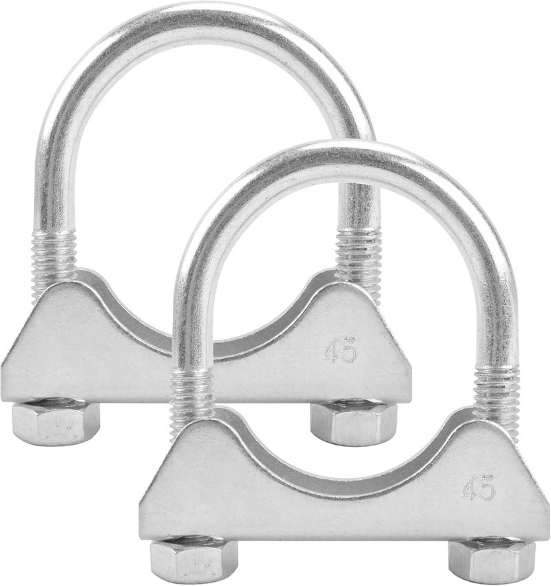 GESEXI 1.75" U-shaped Exhaust Pipe Clamp Mild Steel Muffler Exhaust Clamps with Anti-Rust Coat Pack of 2 - Image 1